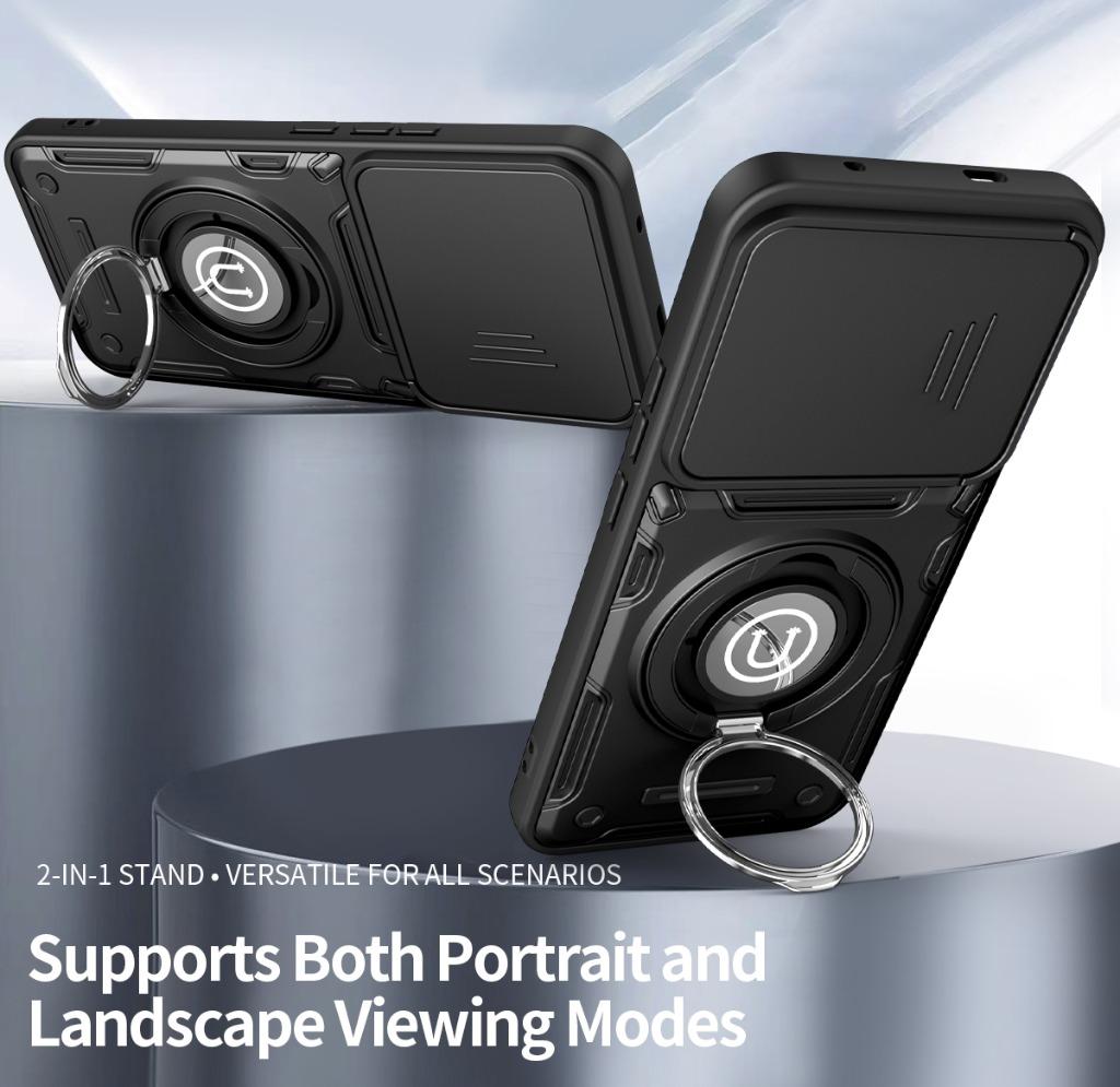 Magnetic 360° Ring Kickstand Phone Case with Slide Camera Lens Cover For Infinix Note 50 Pro 4G Hot 60i 60 50 Pro+ Smart 10 9 HD