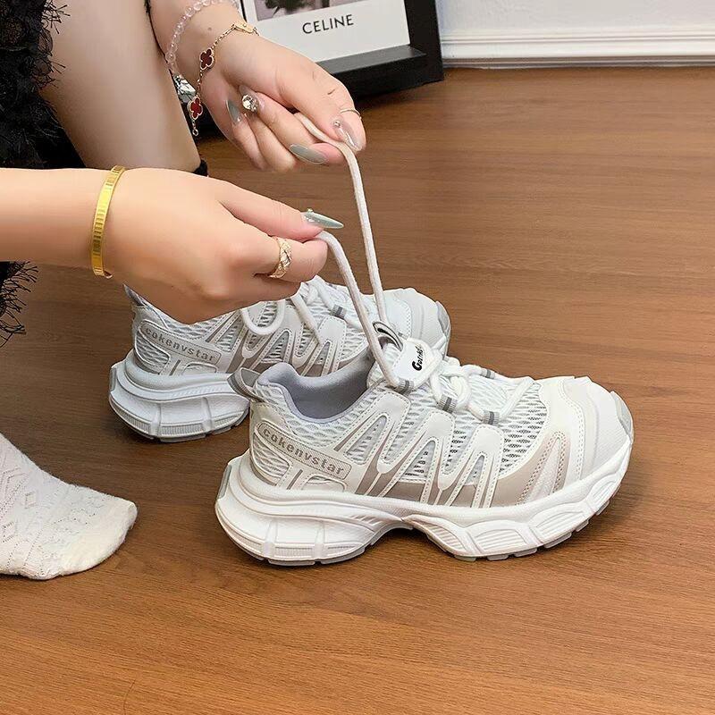 Big head and platform dad shoes for women 2025 summer new mesh breathable kapibara lightweight running sports shoes