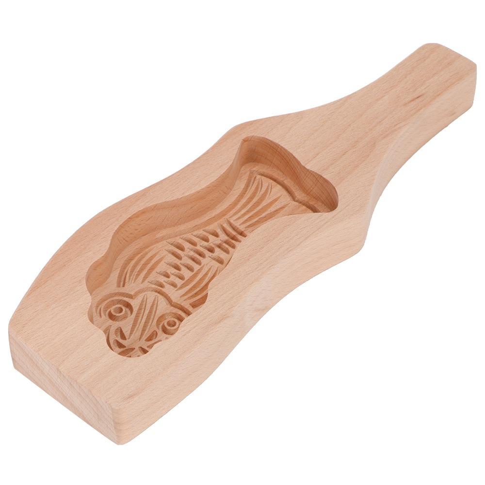 

Hand-Pressure Model Wood Mooncake Mold Wood Fondant Cake Mold Baking Mold Bakery Catering Left Fish