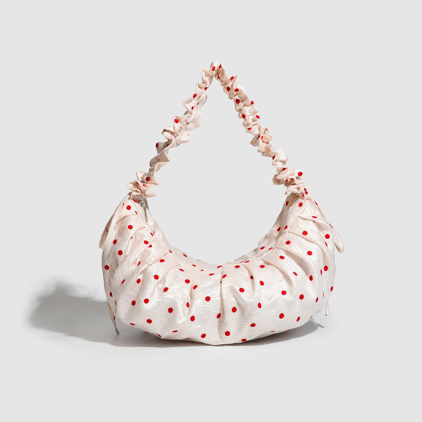 Новая универсальная складчатая кружевная сумка-пельмень в горошек на шнурке с молнией, сумка-мессенджер из холста, сумка-тоут для commuters, женская