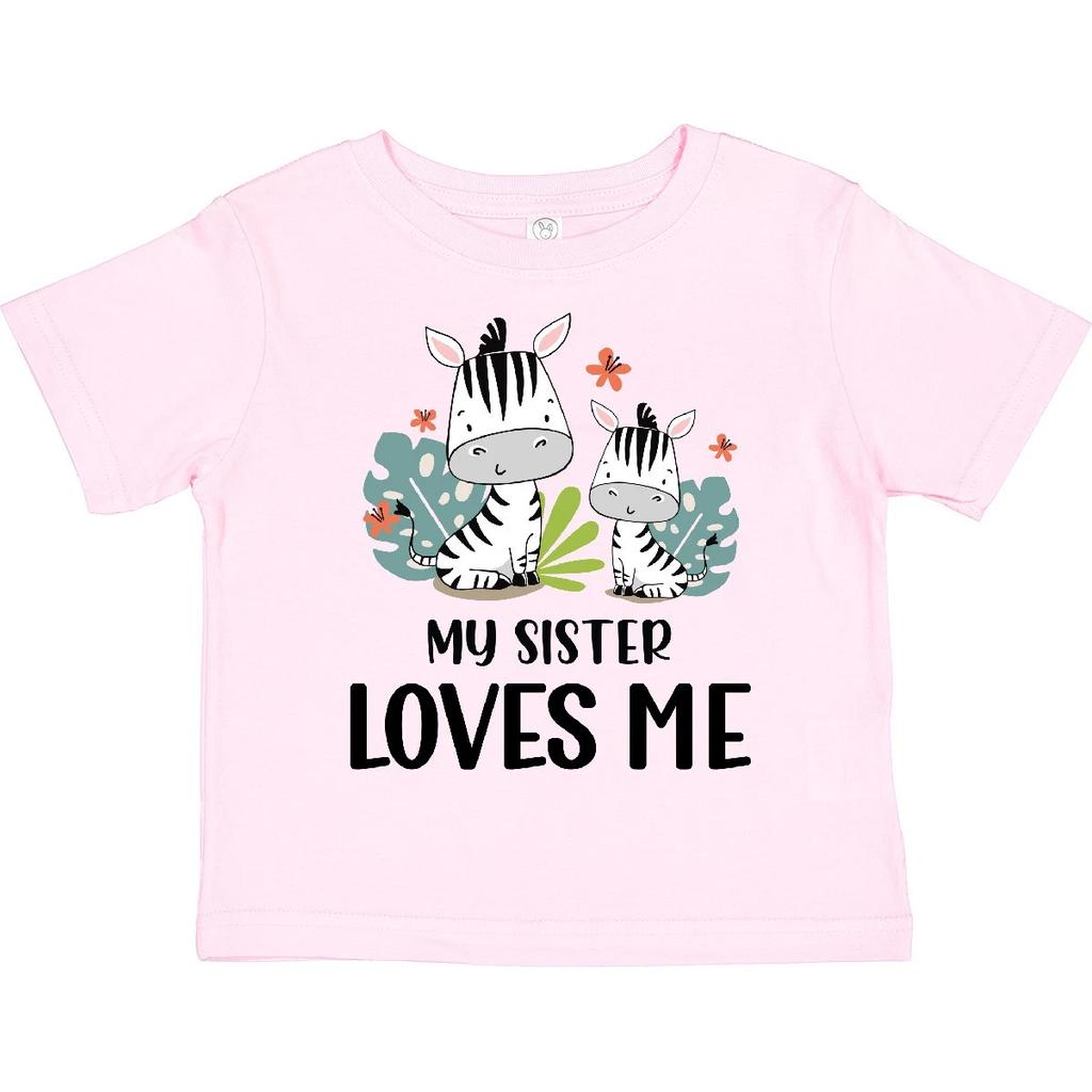 Inktastic Zebra My Sister Loves Me Toddler T-Shirt Sibling Brother Family Funny