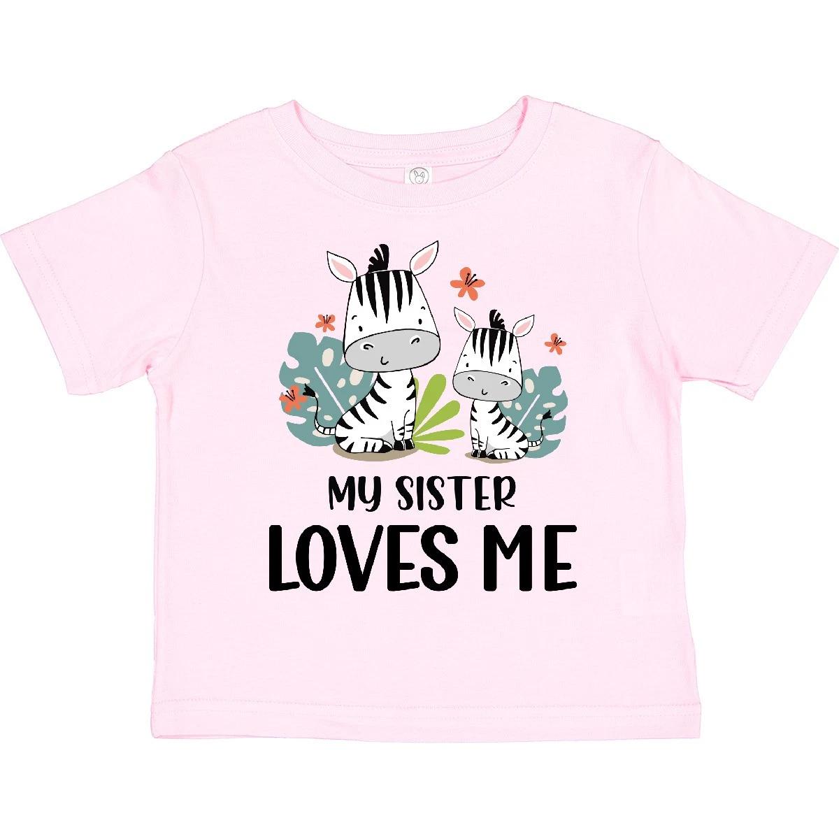 Inktastic Zebra My Sister Loves Me Toddler T-Shirt Sibling Brother Family Funny 110