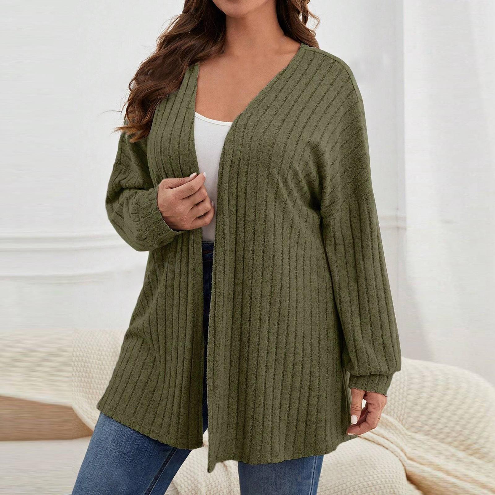 

Женский однотонный свободный кардиган с длинными рукавами, вязаный жакет XXXXXL армия зеленый