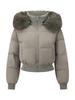 Women's Winter High Waist Hooded Short Jacket with Removable Fur Collar