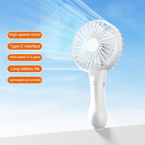 Bærbar Håndholdt Vifte Personlig Minivifte med 6 Hastighetsvind 1200mAh Oppladbart Batteri Elektrisk Vifte for Reise Kontor