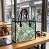 Elegant Green Leaf Print Daily Tote Bag for Outdoor Shopping Commute Casual Portable Handbag