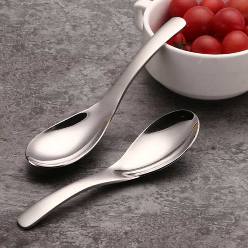 2 Extra-Thick 304 Stainless Steel Spoons for Adults and Children, Household Small Soup Spoons, Porridge Spoons, Student Rice Spoons, Soup Spoons