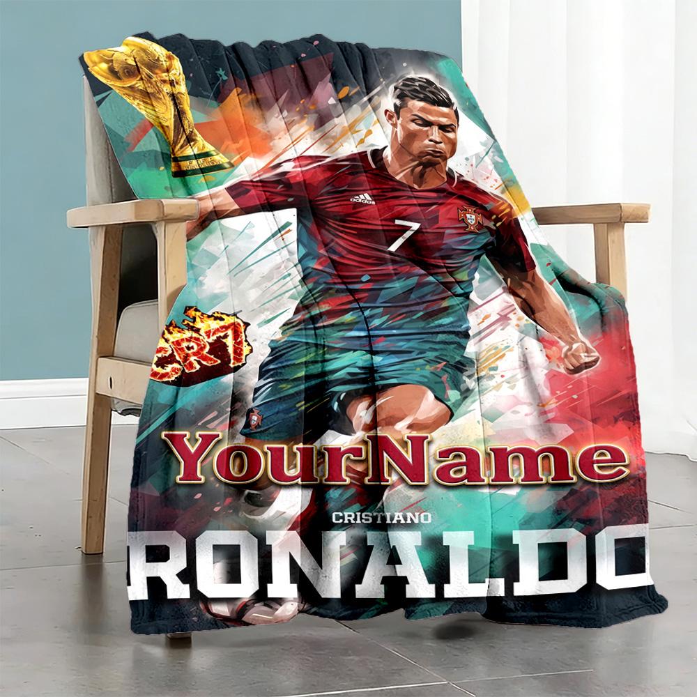 Cristiano Ronaldo 20 Personalized Name Blanket Cozy Customizable Blanket Ultra-Soft Throw For Picnics Couch Bed Living Room for All Occasions