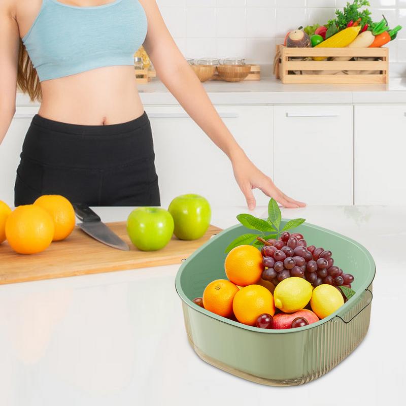 Küchensiebe Schüssel Set Multifunktionale Waschschüssel und Sieb Doppelschichtige Abtropfschüssel Obst Gemüse Waschkörbchen