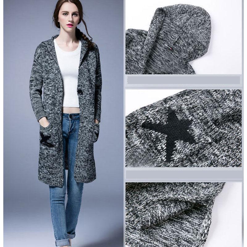 Invierno Cárdigan suéter de punto con capucha gruesa para mujer,abrigo cálido casual Azul Invierno Cárdigan suéter de punto con capucha gruesa para mujer,abrigo cálido casual Azul