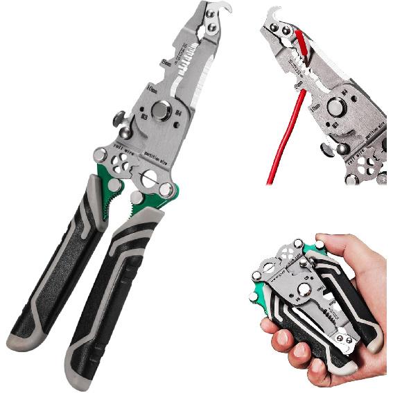 18 In 1 Wire Stripper Foldable, Multifunctional Folding Wire Stripper-Professional Electrician Tool for Cutting and Pulling Wires Cable Scissors,
