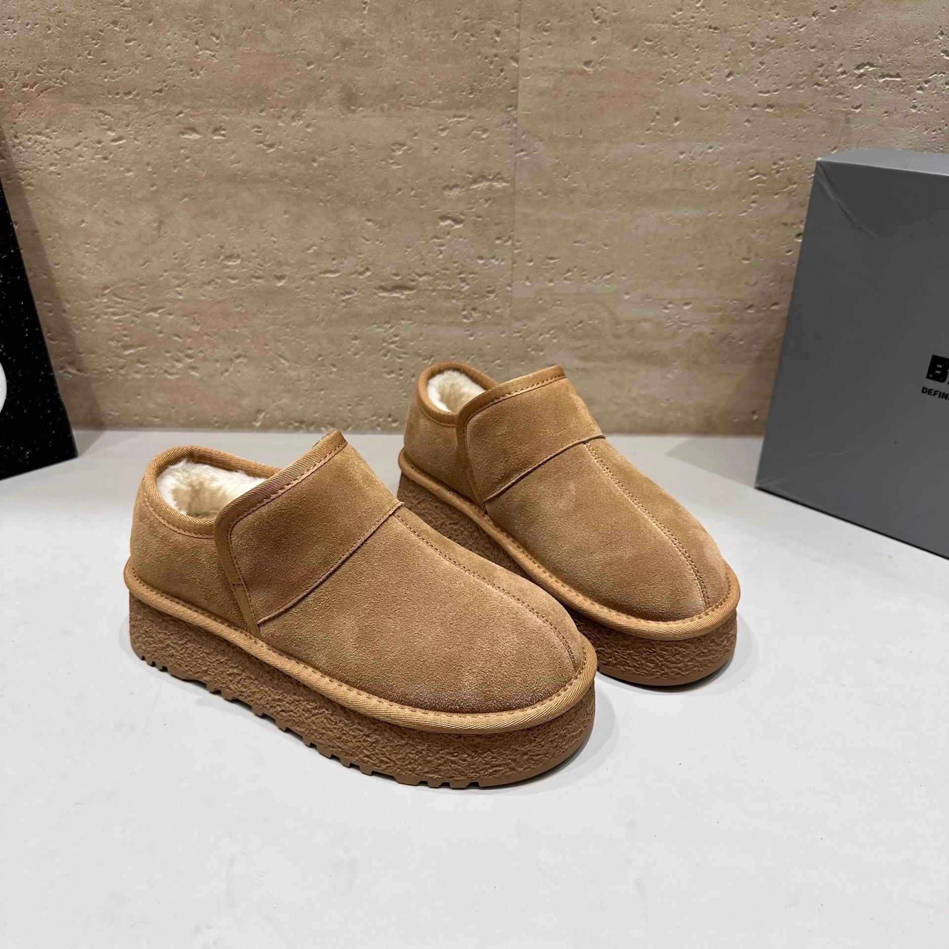 

thick-soled short snow boots women s 2025 winter new comfortable and versatile retro thick-soled piled thickened warm cotton shoes 40 верблюд