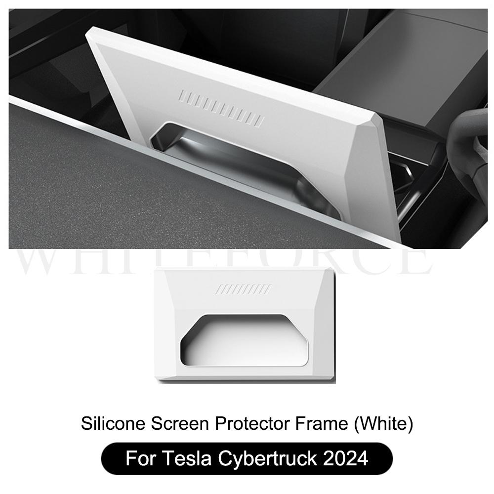 For Tesla Cybertruck 2025 Storage Box Storage Organizer Case Tray Under The Central Control Screen Behind The Screen Storage Box Screen Cover White