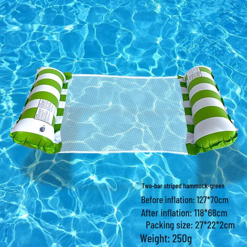 Foldable Striped Inflatable Pool Float Hammock Recliner