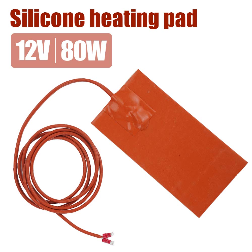 

12V/24V 80W Silicone Heating Pad Self-Adhesive Oil Pan Heater Pad with 2m Long Power Cord for Engines/Fuel Tanks/Diesel Engines