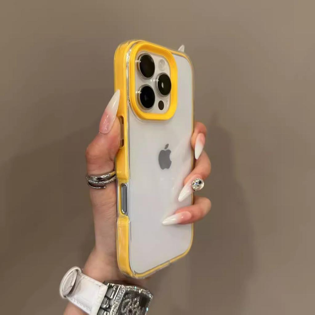 Transparent 2IN1 Shockproof Color Bumper Clear Armor Cover for iPhone 16 15 14 Plus 13 12 11 Pro X XR XS Max Soft Silicone Cover