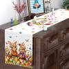 Vintage Easter Bunny Table Runner Polyester Rabbit Eggs Flower Table Cover Easter Decoration For Home Kitchen Dining Table Decor