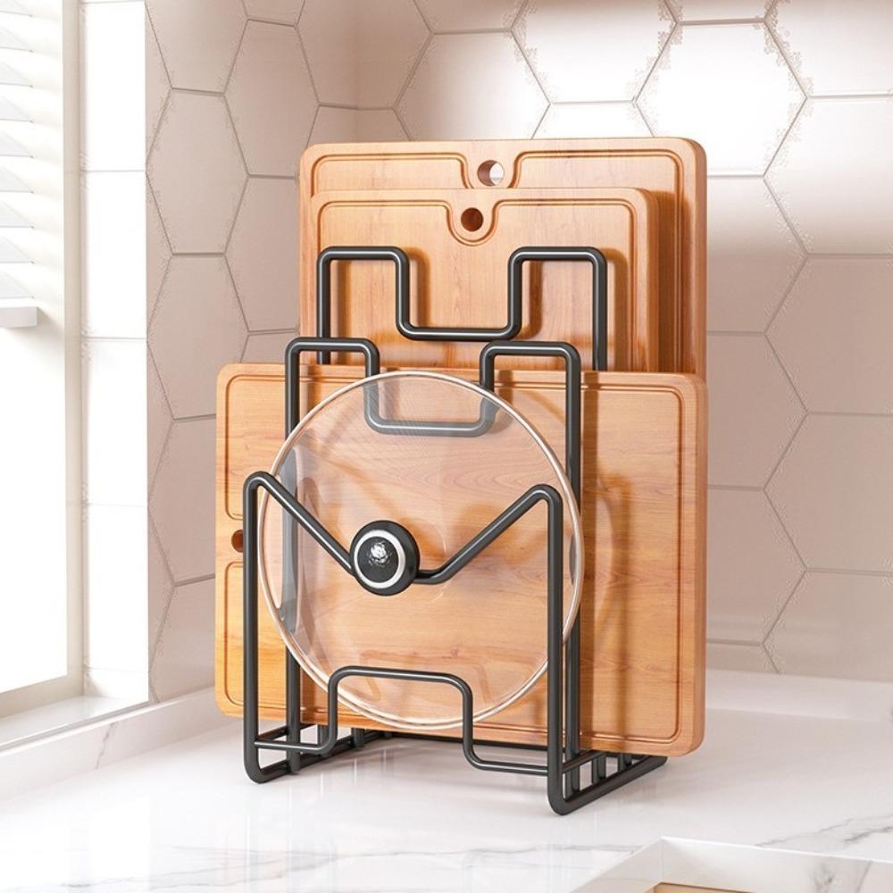 Space Saving Cutting Board Holder Iron Art Chopping Board Organizer Pot Lid Rack Shelf  Plates