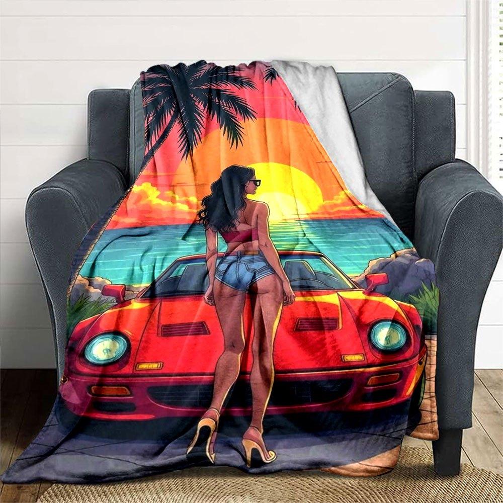 1 pezzo Coperta Morbida in Flanella Grand Theft Auto con Stampa di Designer Una coperta accogliente per tutte le stagioni, perfetta per il divano, il letto, l'ufficio