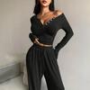Women's Sexy Slim Fit Two-Piece Set Long Sleeve with Pants