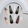 Three-dimensional hazelnut French sweet and cool zebra pattern European and American style removable manicure 24 pieces press on nails