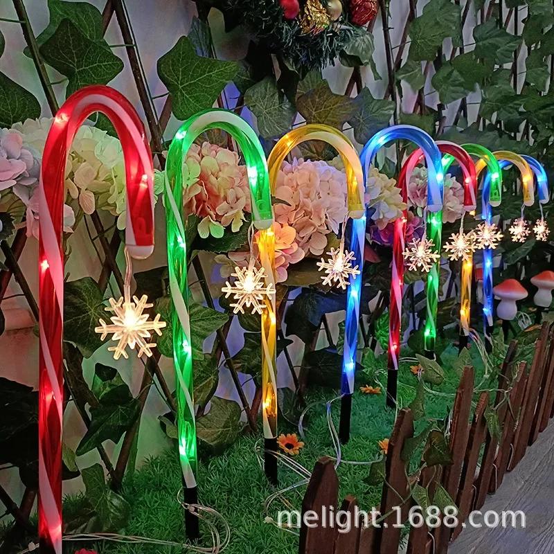 8Pcs Solar Christmas Candy Cane Light Led Pathway Lamp 8 Modes Outdoor Waterproof New Year Holiday Home Garden Decor