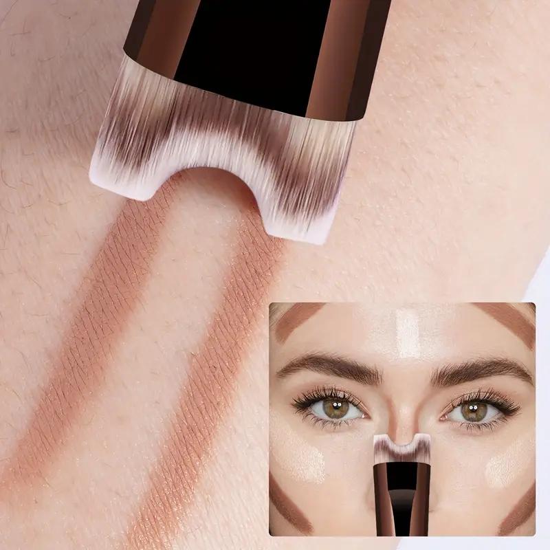 HOT Sale 1PCS Double-headed U-shaped Nose Shadow Loose Powder Brush Double-headed Portable Highlight Brush Foundation Concealer Makeup Tool