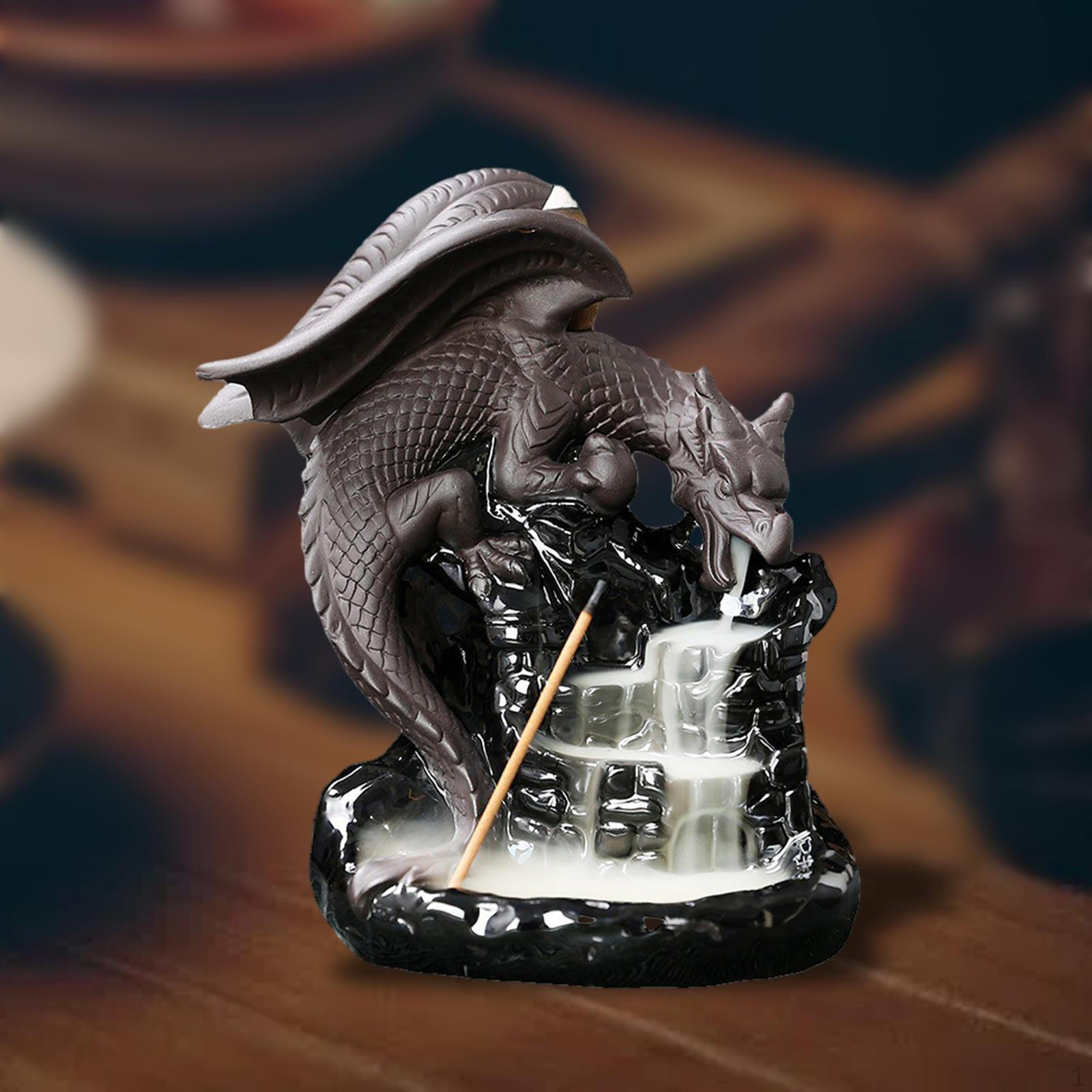 Waterfall Incense Burner Backflow Dragon Gift Ornament,Ceramic Statue for