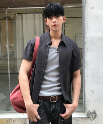 LEIRE Summer Crop Short Sleeve Shirt [Charcoal]