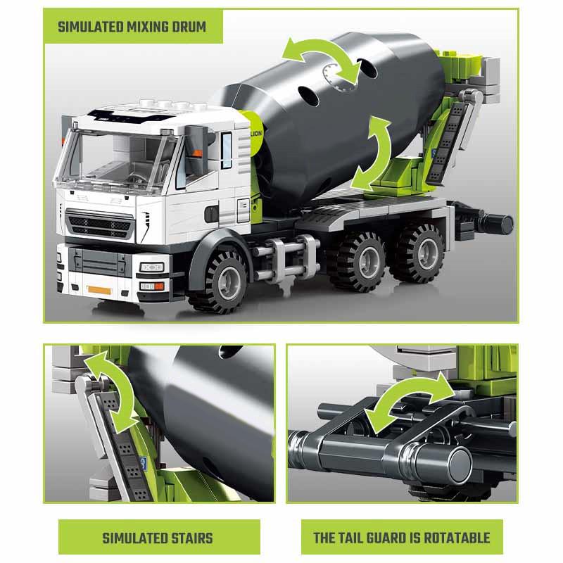 Non-Toxic Sembo Engineering Vehicle Assemblage Building Blocks Kits Moc Excavator Mixer Truck Model Bricks Diy Educational Toys Children Gifts