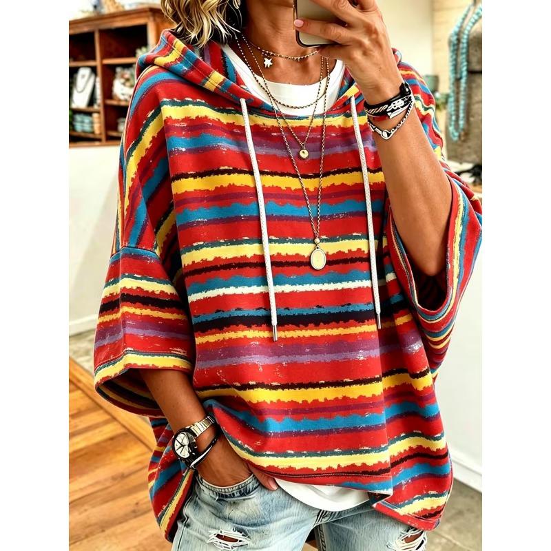 Damen Kapuzenpullover in Übergröße, Elegantes Bequemes Einfaches Muster Print, Modisch und Vielseitig