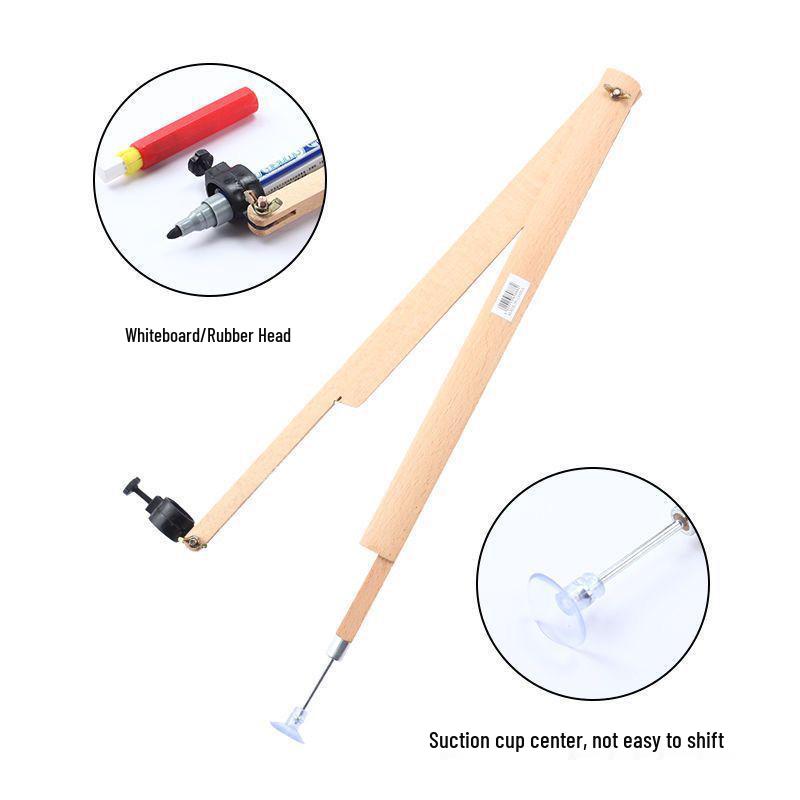 Solid Wood Beech Handle Teacher's Ruler and Protractor Set for Whiteboard/Blackboard