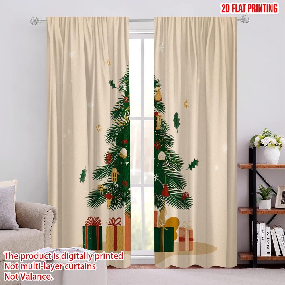 

2pcs,2D plane printing Curtains&Window Treatment Christmas tree_ gift box_ snowflake Versatile Fabric (without rod) Art Deco 52.50 × 116.00 cm 2 pcs