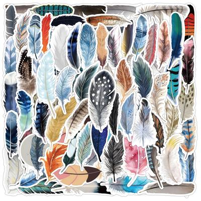 60 Colorful Feather Graffiti Stickers Decorative Water Cup Mobile Phone Case Suitcase Personalized Waterproof Stickers