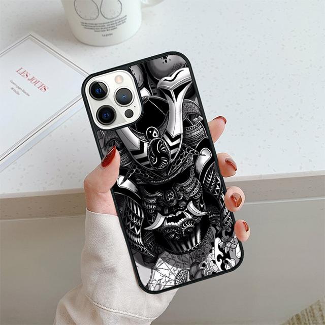 Samurai Mask Helmet Phone Case For iPhone 17 Air 13 12 14 15 16  Cover For Apple 14 15 16 Pro Max Plus Coque