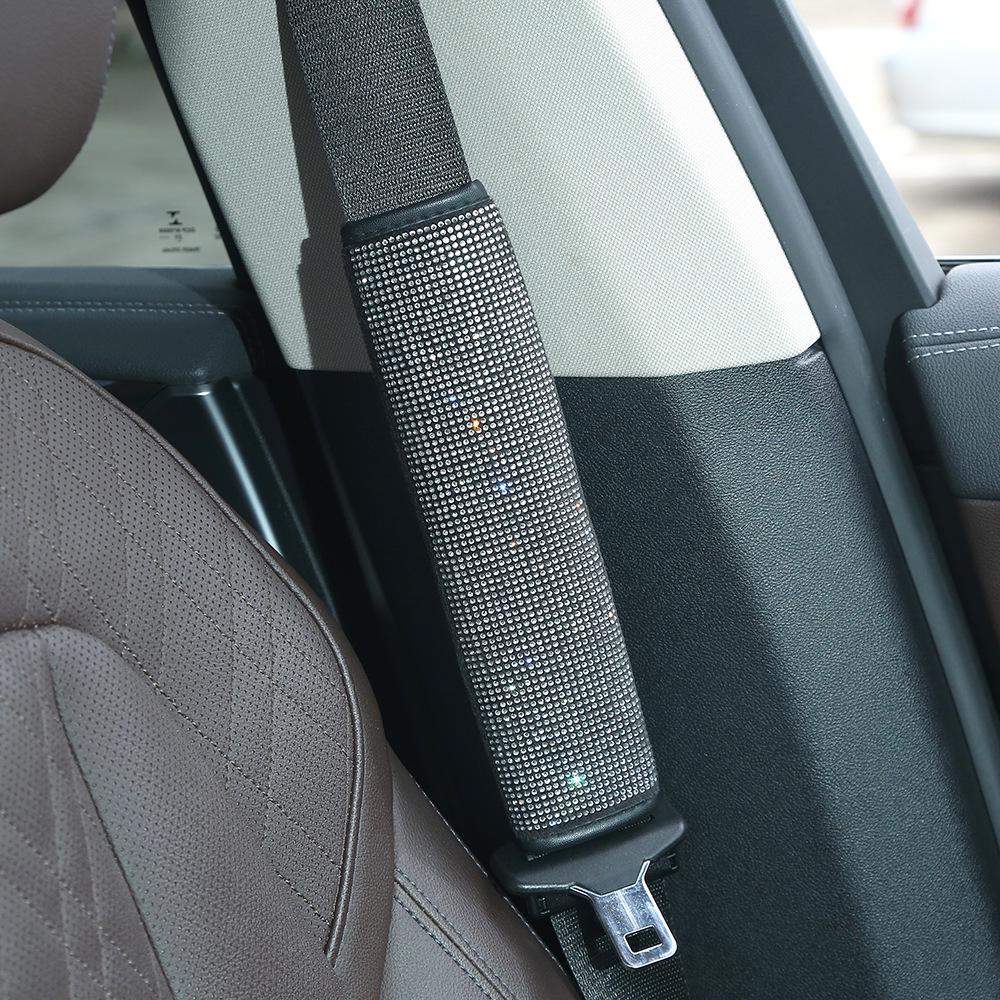 Colorful Rhinestone Steering Wheel, Seat Belt Pad, and Rearview Mirror Cover Set for All Seasons