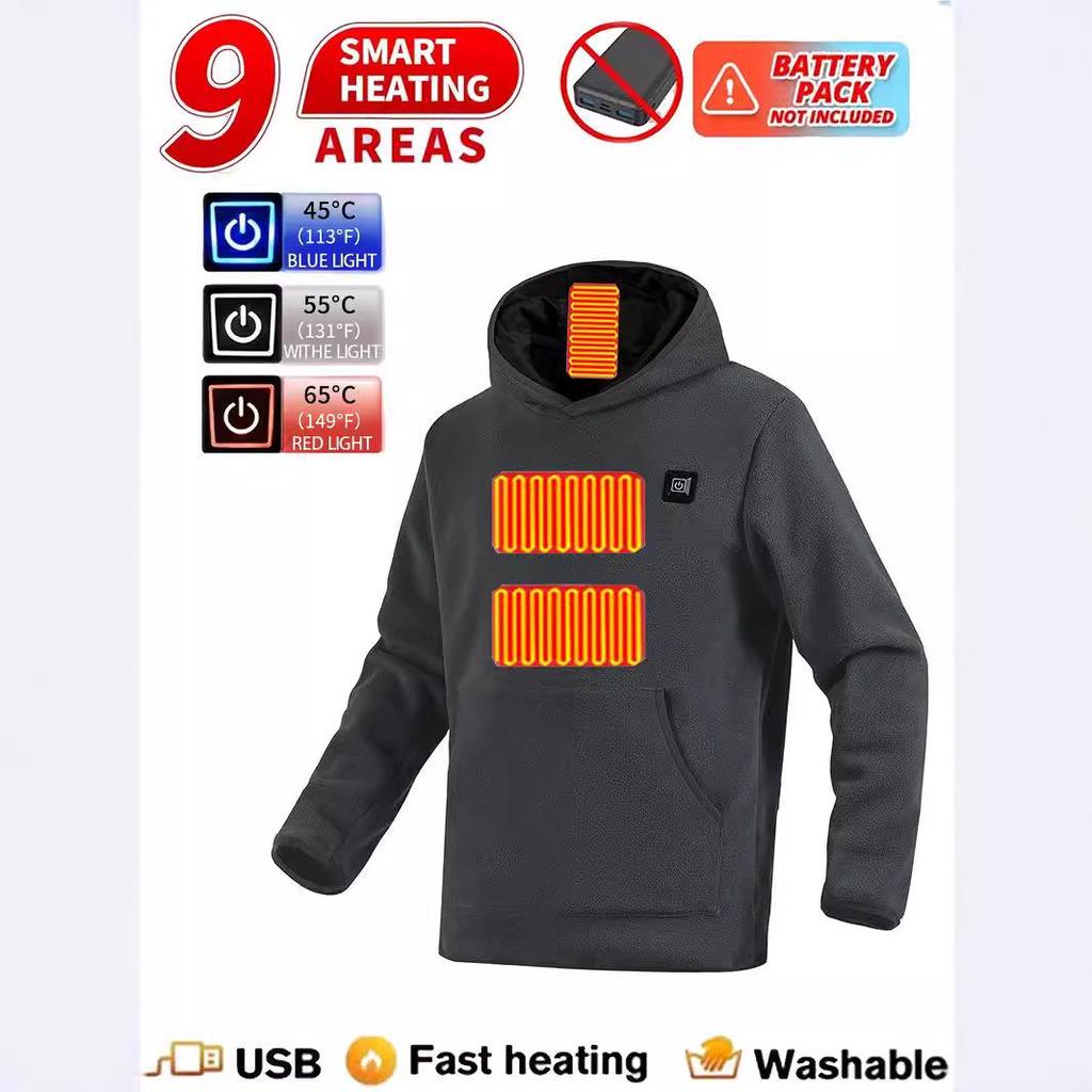 2025 Unisex Smart Heated Fleece Hoodie with Nine-Zone Temperature Control