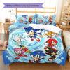 Hedgehog Sonic Pattern Bedding Quilt Set Quilt Cover Pillowcase Home Decoration Birthday Gift (1 * duvet cover + 2 * pillowcase, without core)