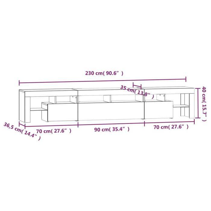 VidaXL TV Stand with LED Lights Entertainment Center Storage Media Console Living Room Furniture Home 3152787