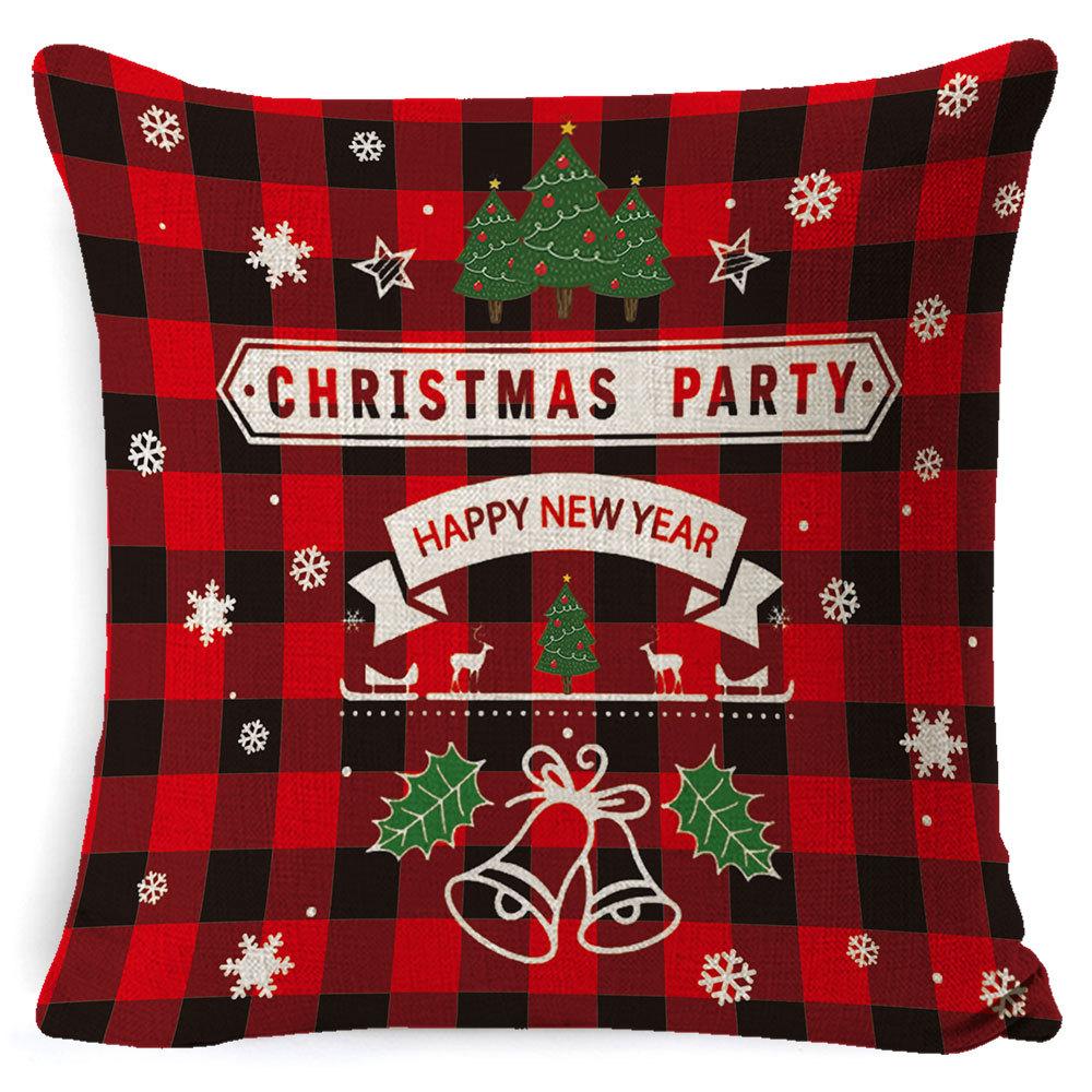 Christmas Pillow Cover Home Sofa Cushion Elk Letter Print Cushion Cover Christmas Atmosphere