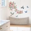 Fiori di Pesco ad Acquerello Rami Foglie Uccelli Farfalle Camera da Letto Soggiorno Abbellimento e Decorazione Casa, Adesivi Murali