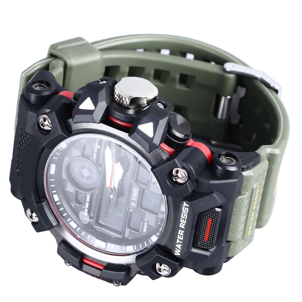 Men Analog Digital Chronograph Watch Water Resistant Dual Time LED Backlight 12/24 Hour Format