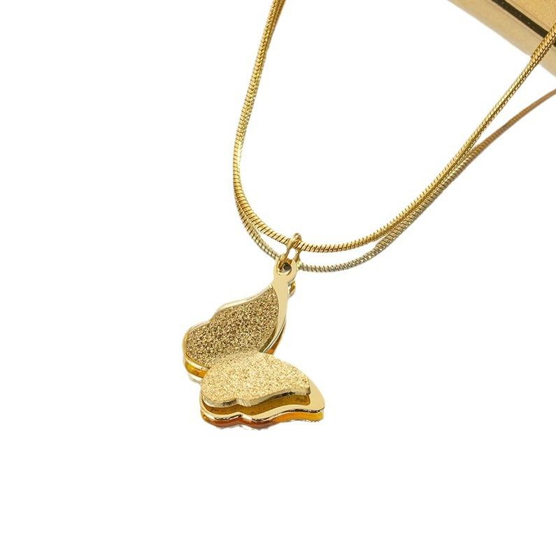 Frosted Butterfly Pendant Fashionable Versatile Necklace