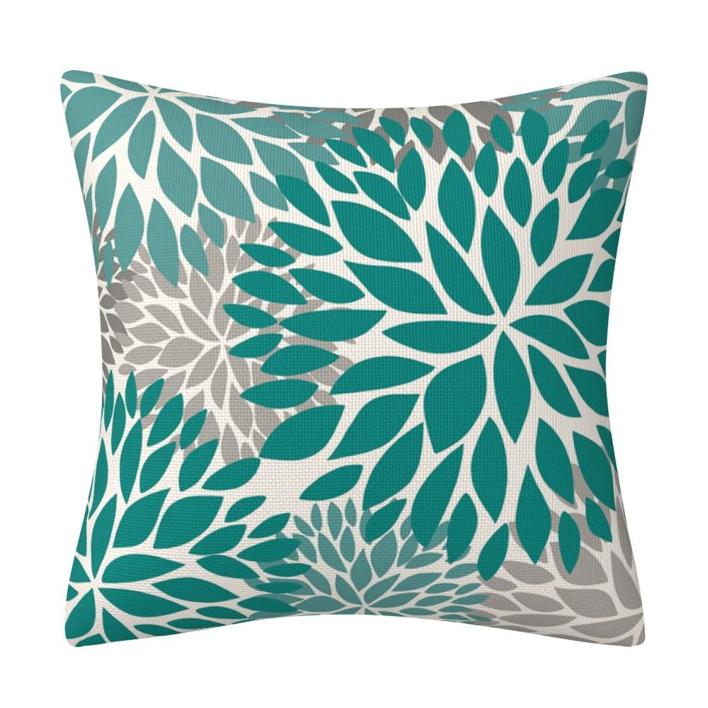 Set Of 2 Pillow Covers 18X18Inch Linen Square Throw Pillow Case,Farmhouse Modern Floral Flower Pillow Covers For Couch Sofa