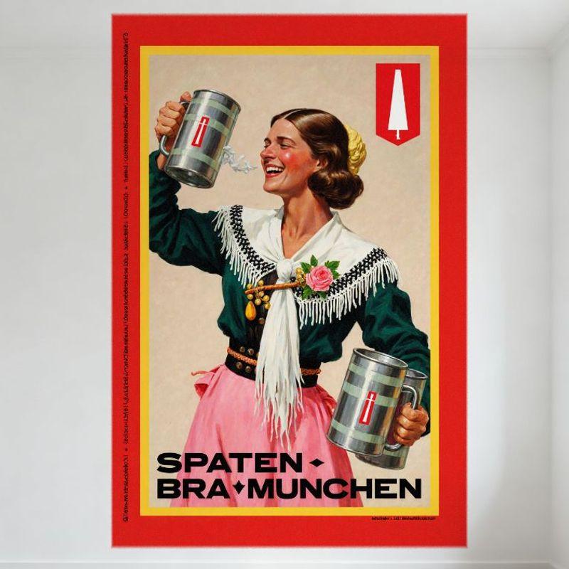 

Винтажная немецкая женщина в традиционном наряде с пивными кружками SPATEN BRA MUNCHEN Металлическая жестяная вывеска для бара, кафе, домашнего декора, художественная табличка 20x30cm（7.8x11.8inch）