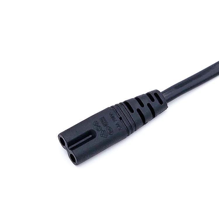Multi-Standard Power Cord: EU, US, JP, and National Standards, with German Dual-Round Plug; for Table Lamp or Shaver AC Adapter.