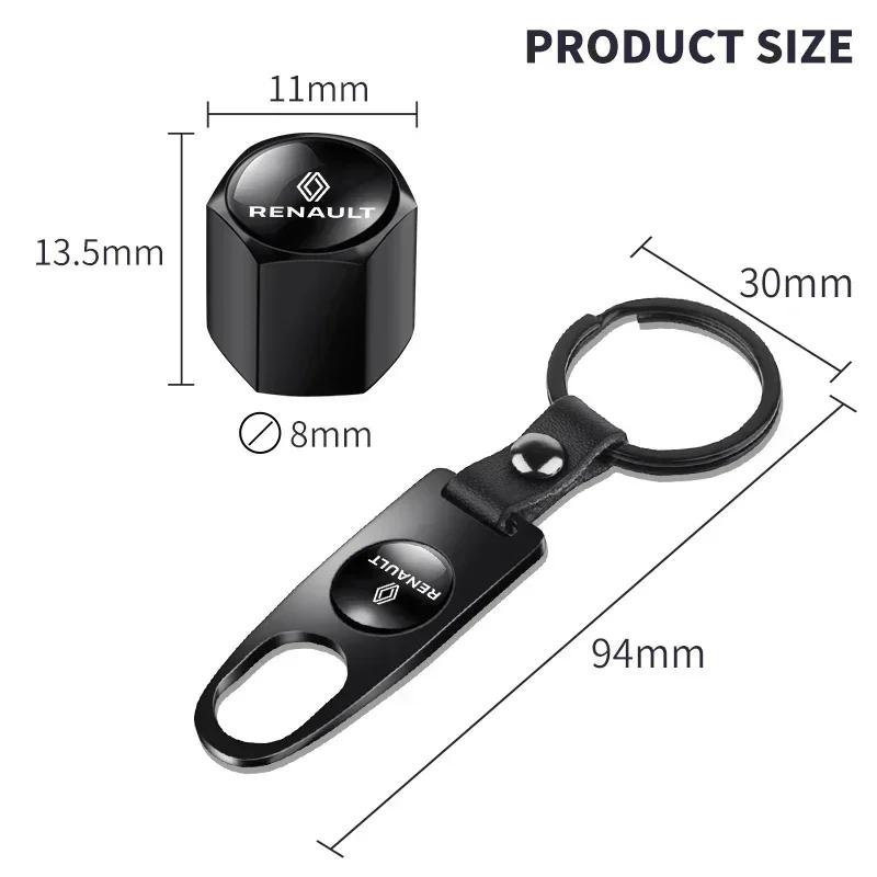 Interior Stickers Car Accessories Metal Wheel Tire Valve Caps With Wrench Keychain For Renault Megane 2 3 4 RS Grand Scenic Clio