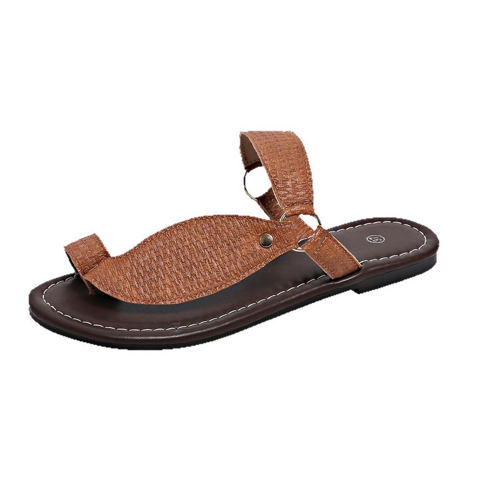 Summer Ladies Flat Slide Sandals With Pu Upper For Daily Wear