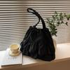 Fashion large-capacity bag women's new casual versatile canvas bag niche pleated shoulder tote bag