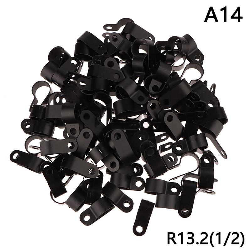 100Pcs/Pack U-Type R-Type Nylon Clamp Cable Clips Plastic Hose Fasteners Mount Fix Hardware Electrical Fitting Wire Management